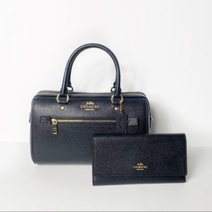 COACH | Black Leather Satchel and Wallet NWT
